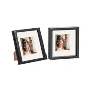 Nicola Spring 2 Piece 8 x 8 3D Shadow Box Photo Frame Set - Craft Display Picture Frame with 4 x 4 Mount - Black