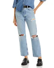 Agolde 90's Ripped High Rise Straight Jeans in Threadbare