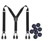Mens Adjustable Button End Suspenders, Y-Back Elastic Tuxedo Suspenders with But