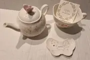 BUTTERFLY MEADOW Stacking Lenox Tea Set Teapot- Cup- Holder NEW