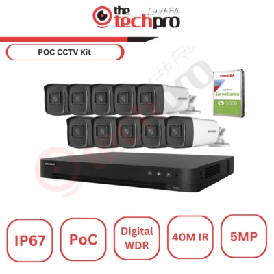 Hikvision 5MP PoC Fixed Bullet Security System IDS-7204HUHI-K1/P PoC DVR Kit