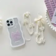 Pearl Love Mobile Phone Chain Beaded Mobile Phone Lanyard Short Strap