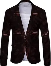 [SWJGLITTR] Men's Casual Blazer Floral Coat Regular Tuxedo Floral Suit Jacket Slim Fit Lightweight Blazer Coats, Red, XXL