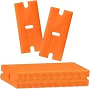 Aswalling 500 Pcs Plastic Razors Blades, Double Edged Scraper Blades, Plastic Knife Blades Replacement Suit for Cleaning Glass