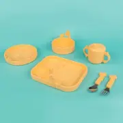 Nuby 6-Piece Yellow Giraffe Dinnerware Set - Tray, Bowl, Plate, Cup & Utensils