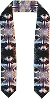 [SKKNT] Little Raccoon Face Print Graduation Shawl Stole For Academic Commencements Honor Sash Congratulations Gift