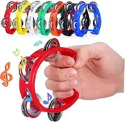 SOPOTUTU Boys and Girls Musical Instruments Set 7 Pcs Hand Bells Drum Kit Tambourine for Parties Learning