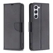 For Samsung Galaxy S24 Case, Lychee Folio Wallet PU Leather Cover, Kickstand, Black