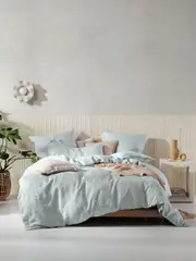 LINEN HOUSE NIMES SKY LINEN QUILT COVER SET