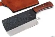 Custom Handmade Damascus Steel Kitchen Cleaver Chopper Chef Knife, With Sheath
