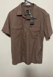 Brixton Olson Stripe Shirt Size M New With Tags
