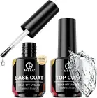 2 Pcs 15ml Gel Top Coat and Base Coat Set, No Wipe Gel Nail Polish Base and Top
