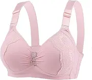 Ladies Loose Tops Cup Size of Underwear Gathered Lady Bra Thin Women Breast Pair Plus Solid Color Vest for Ladies (Pink, 46)