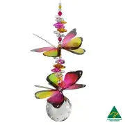 Large Rainbow Butterfly Crystal Suncatcher gift, hanging prism suncatchers C1g