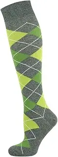 [Mysocks] Children Knee High Socks Argyle Anthracite Green