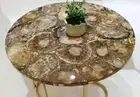 Brown Petrified Wood Side Table , Resin Coffee Table Top , Stylish Corner Table