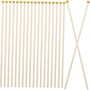 ARTIBETTER 50pcs Hand Waving Flag Flagpole Flags on Sticks Dowling Rods Flagpole Windsock Pole Half Dowel Rods Adjustable Pole Khaki Wood