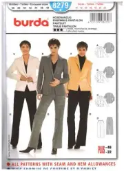 Burda Sewing Pattern 8279 Misses Pantsuit Jacket Pants Size 10-22