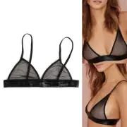Alluring Women's Mesh Crop Top See Through Bras Spaghetti Strap Bikini