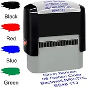 Personalized Stamp 47x18mm Custom Self-Inking Business Address Rubber Stamps Up to 4 Lines-4 Color and Font Choices