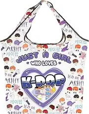 AKTAP Korean Bangtan Merch Gifts Bangtan Members Fans Foldable Reusable Grocery Bags Korean Music lover Tote Fits In Pocket