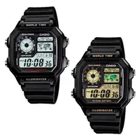 在飛比找松果購物優惠-CASIO卡西歐 世界地圖矽膠電子手錶(AE-1200WH)