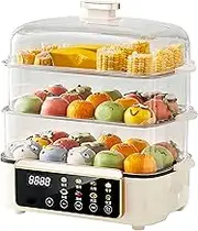 1500W Household Electric Steamer, 34L Integrated Steaming and Cooking Electric Hot Pot with 3 Tier Display Touch Screen, 7 Cooking Modes, 12 Hours Appointment, Removable Cooking Pot
