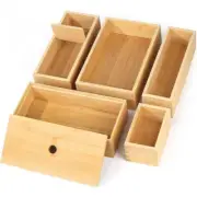 Bamboo Bathroom Set Drawer Organizer 5 Pcs Multi-use Storage Box Junk ganizers