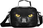 Cat Portrait Yellow Insulated Lunch Box for Women Men - Ideal for Work, Picnics - Includes Adjustable Shoulder Strap