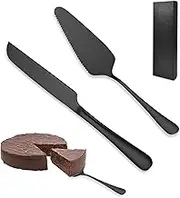 STNRST-IN Cake Knife and Server Set, Stainless Steel Pie Server Cutting for Gathering, Cake Cutter Desert Knife Serving Set for Wedding, Birthday and Parties (Black)