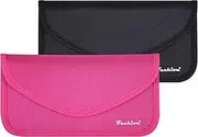 Techion Signal Blocking Bag, 2 Pack RFID Faraday Bag Shield Pouch Cage Box Wallet Case for Cell Phone and Car Key FOB, Privacy Protection, Anti-Hacking - Black & Hot Pink