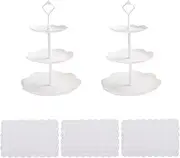 EDINNO 5 Piece Cake Stand, Two 3 Tier Dessert Table Display Set Cupcake Tower, 3X Appetizer Trays, Reusable 3 Tier Cake Stand, Dessert Cake Stand Combo Set, Perfect for Wedding, Party