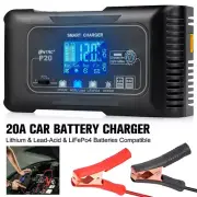 12V 24V Full Automatic Car Battery Charger For Gel AGM Lithium LiFePo4 Lead Acid