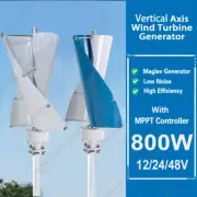 800W 12-48V Vertical Wind Turbine Generator Kit Permanent Magnet Rotor 2 Blades