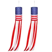 EBaokuup 2Pcs 40 Inch American US Flag Windsock Stars and Stripes for Flag Da...
