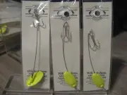 3 Katchum 4" Blade Runner Fishing Rigs Wire Leader Double Hook Yellow Spinner