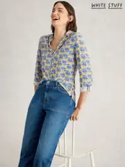 White Stuff Blue Annie Jersey 100% Cotton Shirt (H27452) | $104
