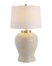 JONATHAN Y Designs Regency Palm Leaf 31 5 Ceramic Metal Bohemian Cottage Led Table Lamp