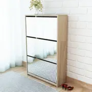 Shoe Cabinet 3-Layer Mirror Oak 63x17x102.5 cm vidaXL