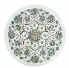 12" antique white Marble side Coffee Table Top malachite round Inlay mosaic k19