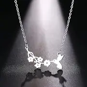 [SHMAZ] Stainless Steel Necklace For Women Man Bird And Flower Gold And Silver Color Pendant Necklace