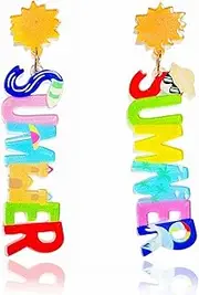 [ChungLong0593] Summer Vibe Beach Dangle Earrings Flamingo Flip Flops Swim Ring Flowers Drop Earrings for Women Girls Party Holiday Gifts