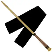 15" Hand Turned Classic Wizard Teak Wood Magic Wand Witch Wicca w/ Velvet Bag