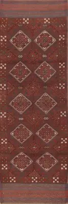 Traditional Nomadic Wool Hand-knotted Geometric Afghan Runner Rug 2x8 Carpet
