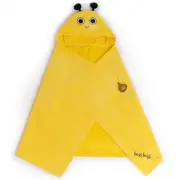 Milk&Moo Bee Buzz Velvet Baby Hooded Towel, 100% Cotton, Embroidered, for 0-2 Ye