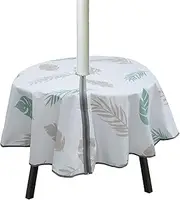 Patio Table Cloth with Umbrella Hole | 60 Inch Patio Table Cloth Oil-Proof - Table Protector, Rainproof Zippered Table for Outdoor Indoor