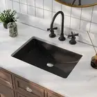 21" Rectangular Undermount Bathroom Sink in Black with Overflow Drain