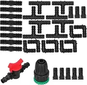 Drip Irrigation Kit G1/2 Faucet Adapter Tee Connector Spray Watering Supplies 34Pcs/Set HighQuality ABS Material for Garden Beds Greenhouses Farms Vegetable Irrigation