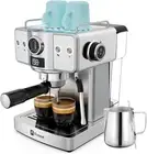 Espresso Machine 20 Bar, Milk Frother Steam Wand, 60oz (1.8 Liters) Silver.