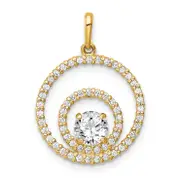 10K Yellow Gold Two Circles Cz Pendant